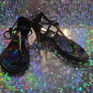 Cato Iridescent Black Strappy Sandals